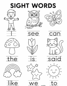 sightwords worksheet