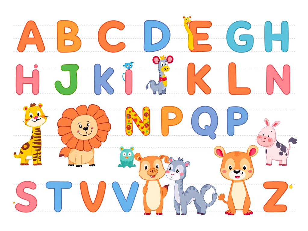 alphabet-tracing-sheet-with-cartoon-style-animals-in-fun-colors