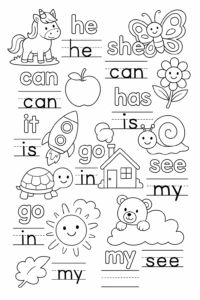 Educational Sight Word Practice Worksheet