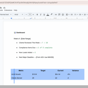 AdvisorPro Planner (Google DocSheet)