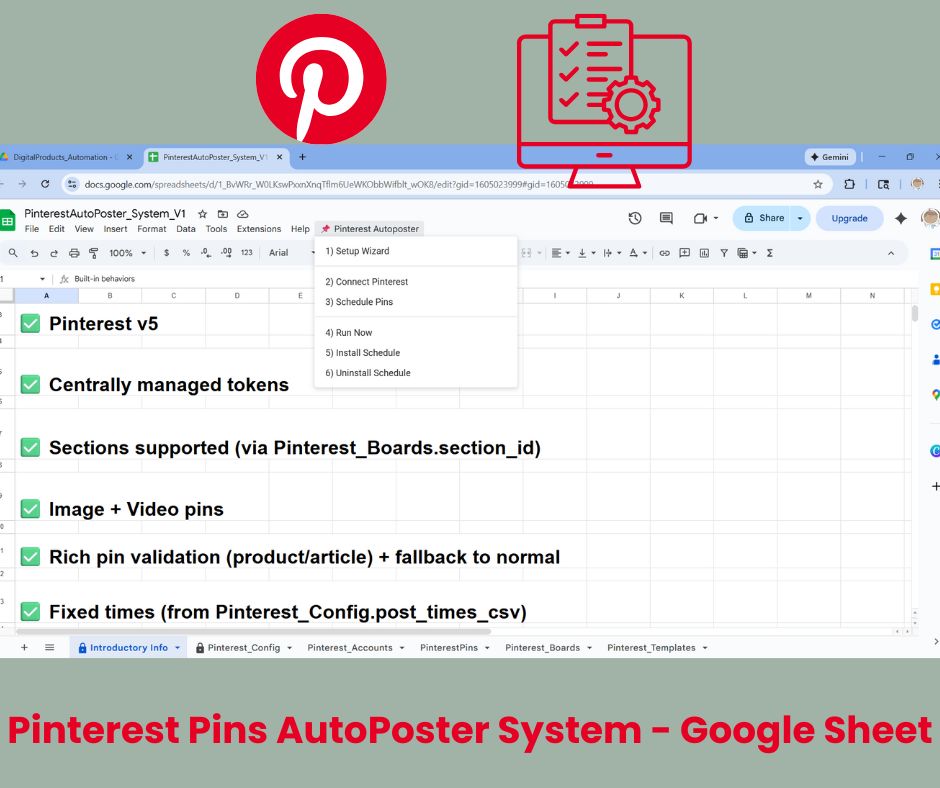 Pinterest Pins AutoPoster System - Google Sheet